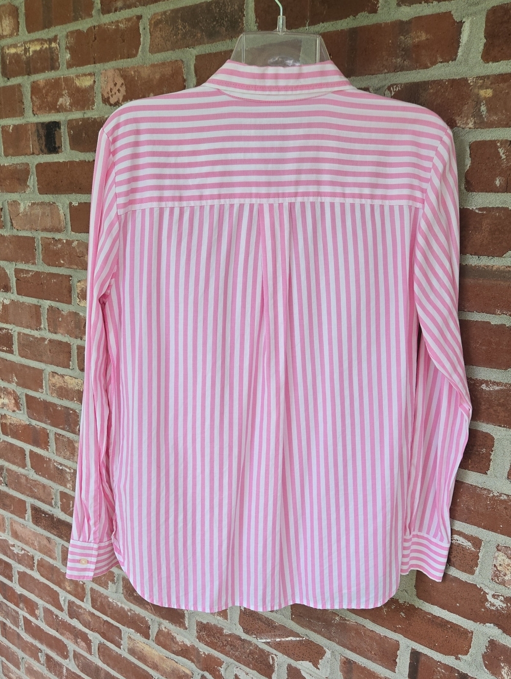 LOFT Pink & White Vertical Stripe Button-Down Blouse - Picture 4 of 6